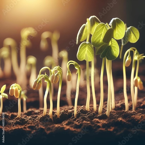 AI generated illustration of freshly planted sprouts with green leaves and rich soil