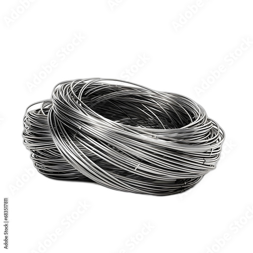 Metal wire isolated on transparent or white background, png photo