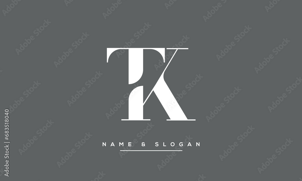 Alphabet Letters KT or TK Logo Monogram