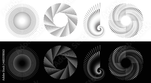 Spiral abstract circle set. vector illustration design graphic spiral electro waves