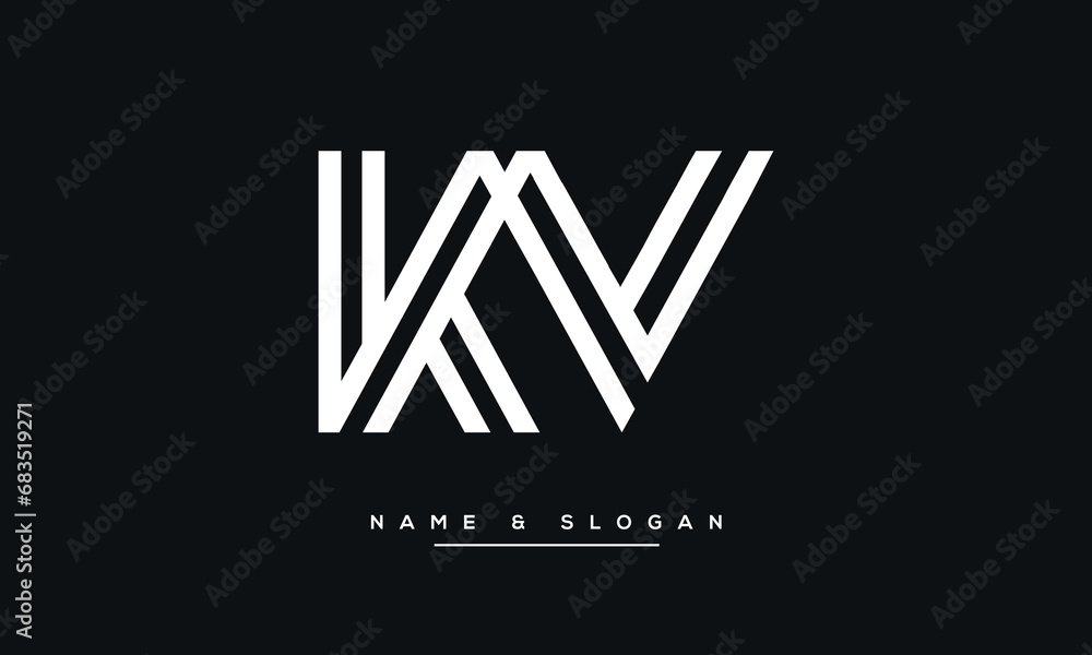 Alphabet Letters KV or VK Logo Monogram Alphabet Letters KV or VK Logo Monogram