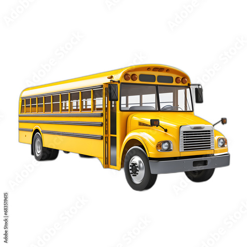 School bus model isolated on transparent or white background, png