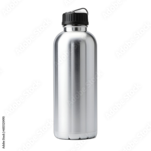 Aluminum water bottle isolated on transparent or white background, png