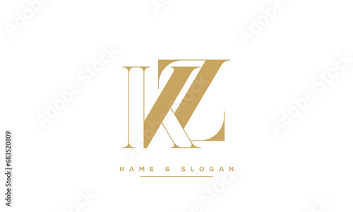 Alphabet Letters KZ or ZK Logo Monogram