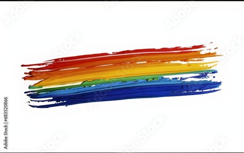 Rainbow paint brush strokes in white background, isolated, colorful stripes, lgbtq+ flag concept.