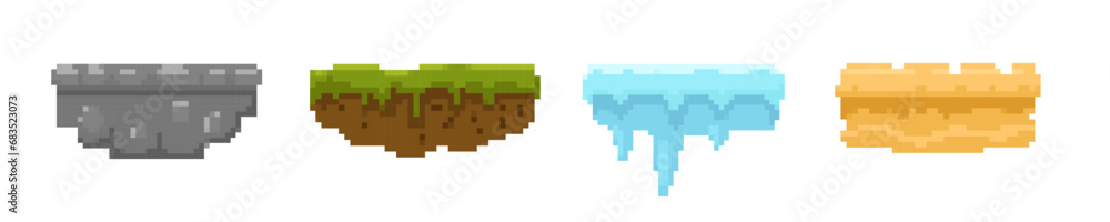 8 bit pixel landscape terrain vector island retro video game 8 bit pixel landscape terrain vector island retro video game
