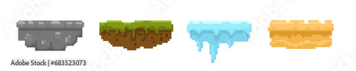 8 bit pixel landscape terrain vector island retro video game