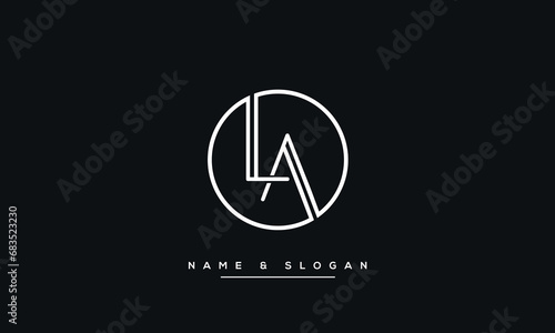 Alphabet Letters LA or AL Logo Monogram
