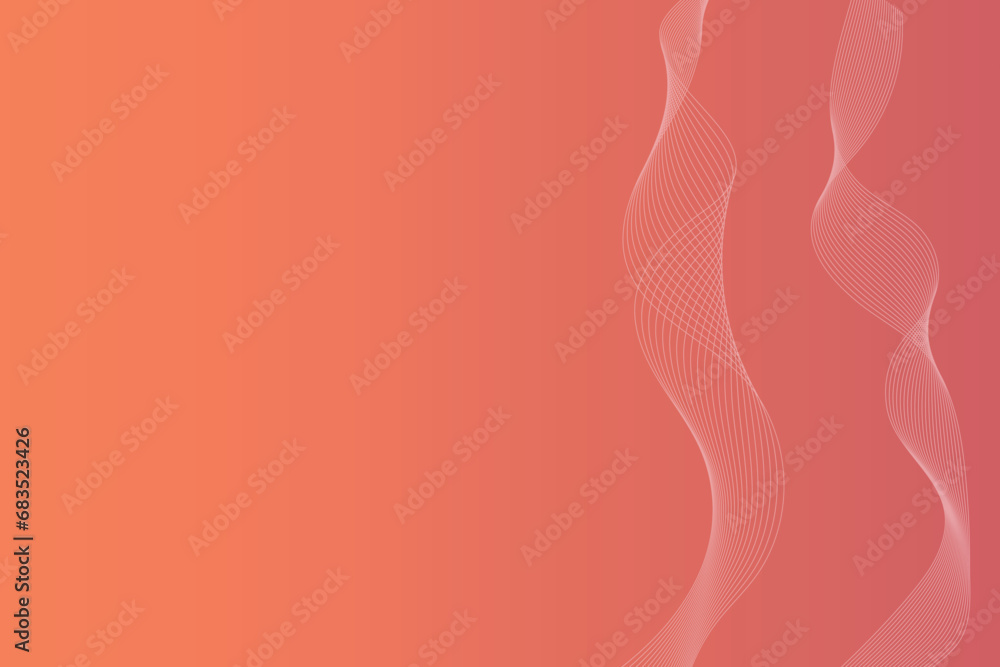 Orange abstract background with wavy lines. Designer stylish poster, cover, fond. Vector illustration.