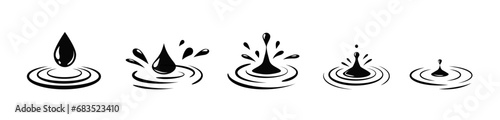 Water droplet fall fx logo animation. Moisture drop ripple icon vector