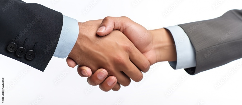 Businessman deal handshake cooperate on partnership meeting concept.