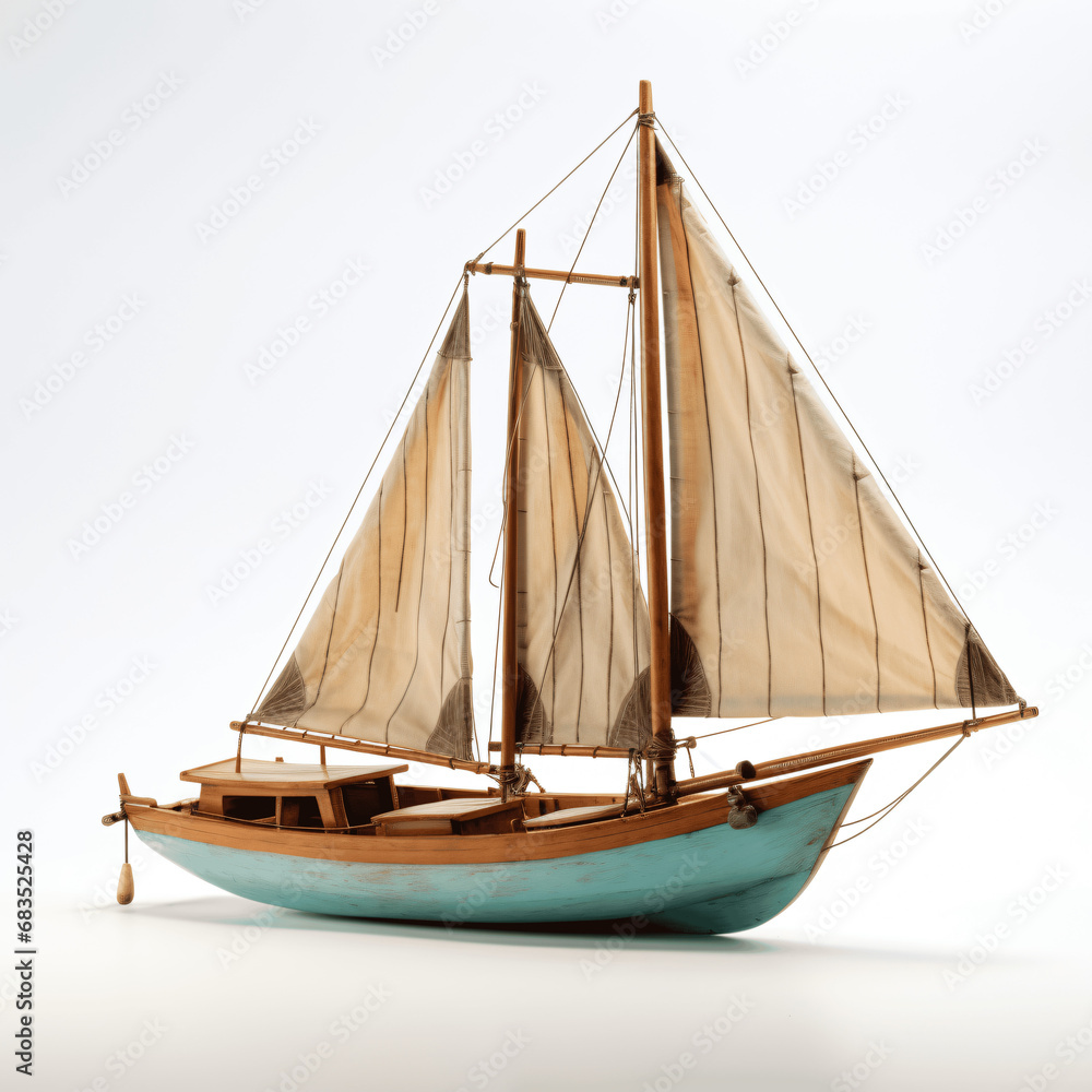 Obraz premium Wooden Sailing Ship Isolated