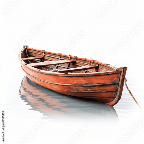 Wooden Boat Solo on White