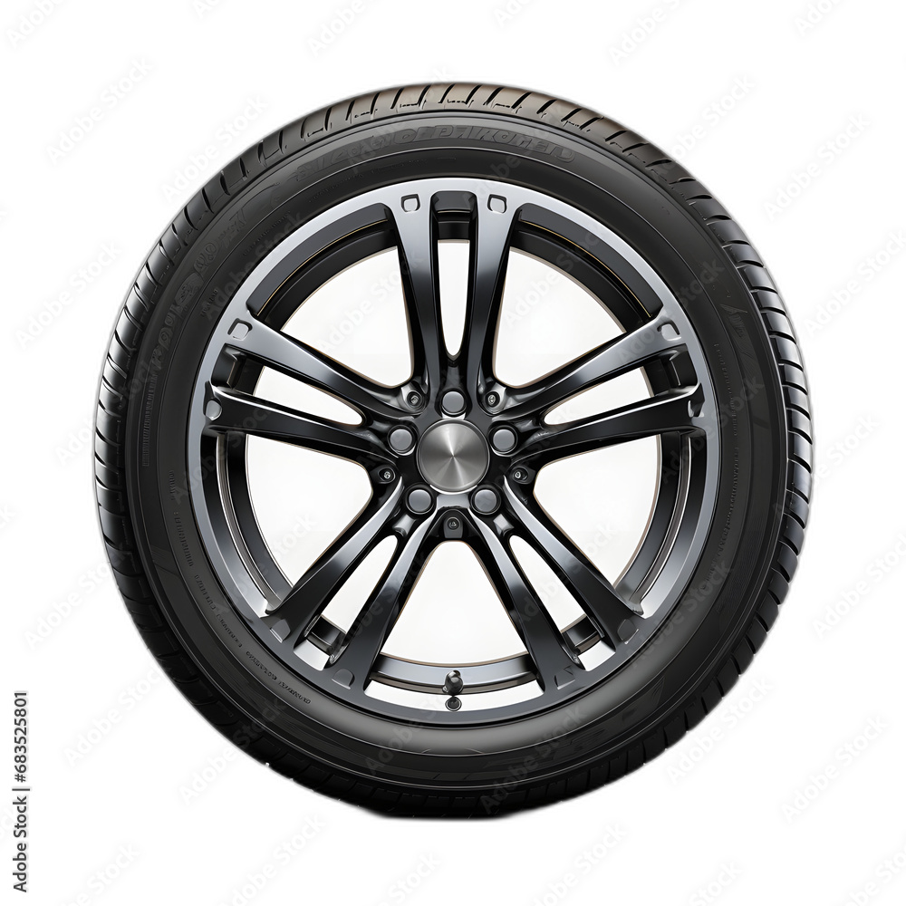 Auto wheel isolated on transparent or white background, png
