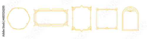 Art deco golden frame design. Modern line minimalistic border