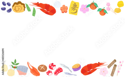 おせちの具材フレームイラスト
