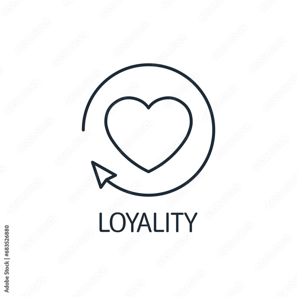 Loyalty. Vector linear illustration icon isolated on white background. Loyalty. Vector linear illustration icon isolated on white background.