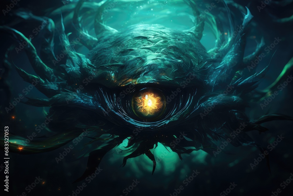 Sea monster fish, underwater in the ocean - obrazy, fototapety, plakaty 