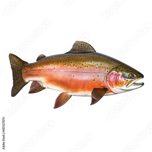 Fish trout, salmon isolated on transparent and white background. PNG transparent