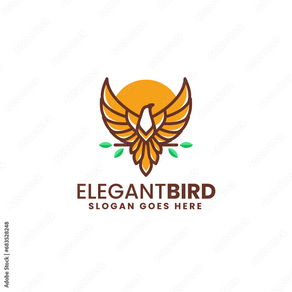 Fototapeta premium Vector Logo Illustration Elegant Bird Eagle Simple Mascot Style