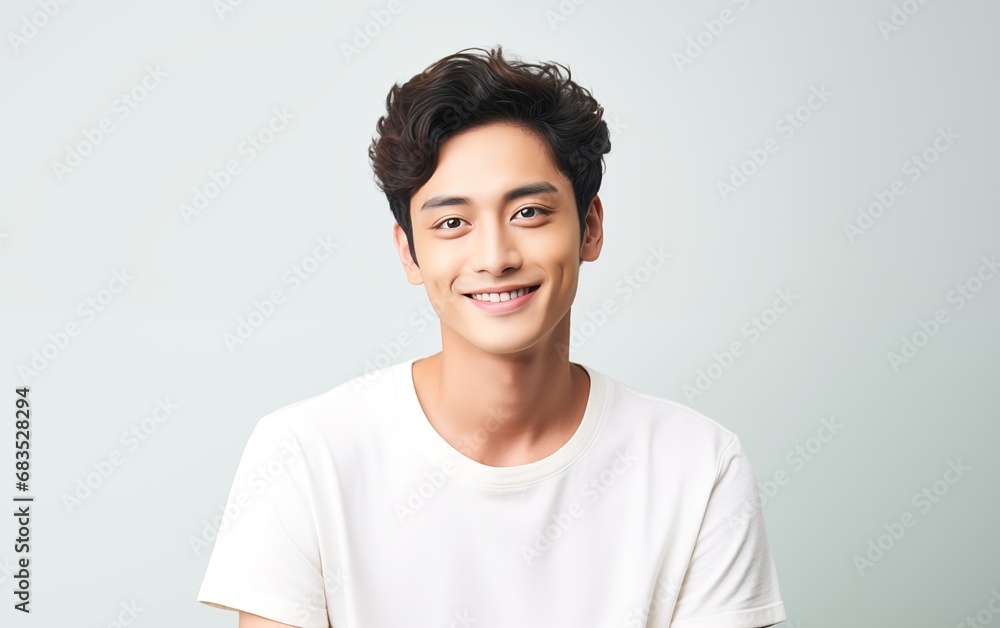 Portrait of young handsome asian smile man isolated background Portrait of young handsome asian smile man isolated background