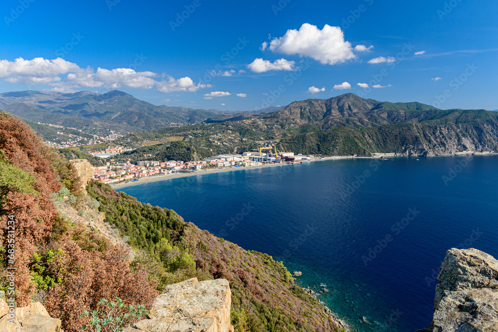 Panoramic view of the small town Riva Trigoso in eastern Liguria