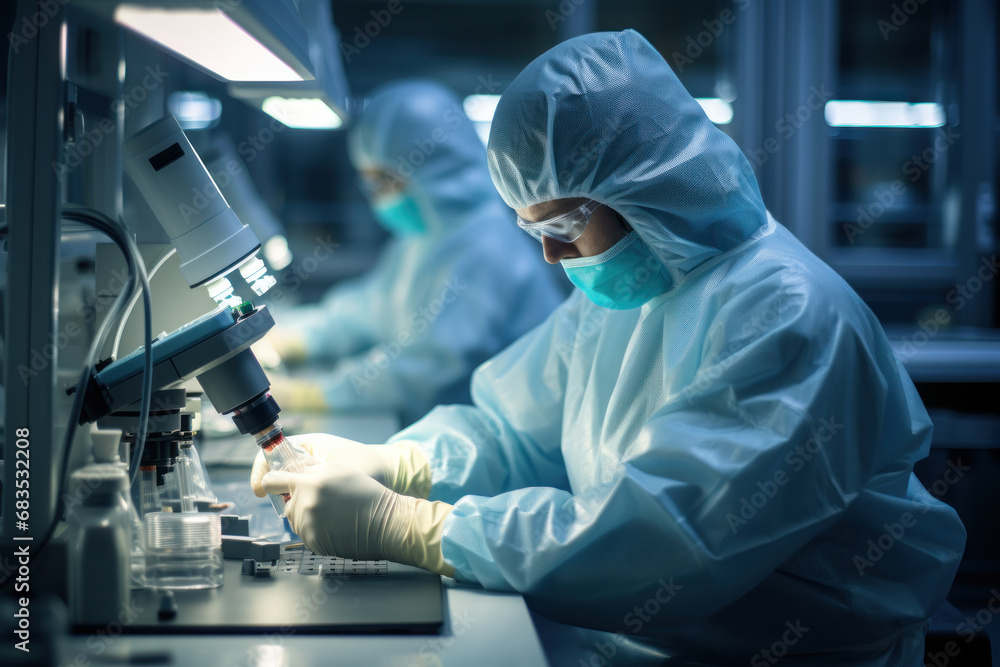 A researcher in a laboratory working on advancements in HIV treatment. Concept of scientific progress and innovation. Generative Ai. A researcher in a laboratory working on advancements in HIV treatment. Concept of scientific progress and innovation. Generative Ai.