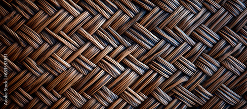 Rattan handmade texture  view from the top  generative AI pattern 