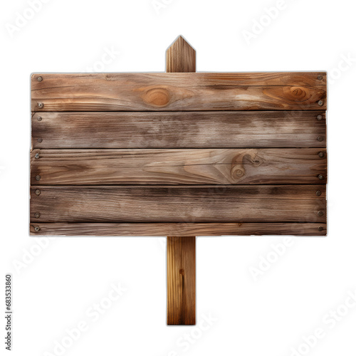 Wooden signage isolated on transparent or white background, png