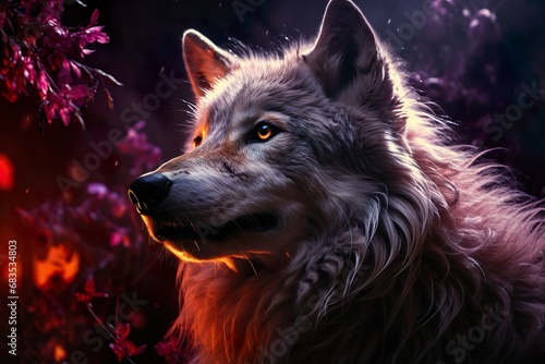 mystical wolf portrait in ethereal atmosphere