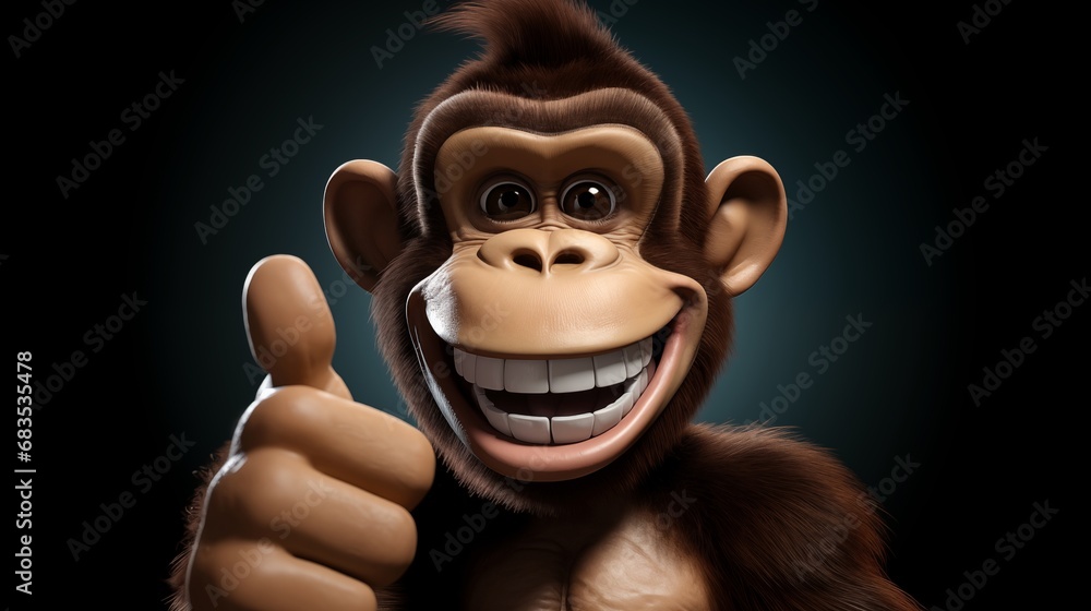 A Cheerful Cartoon Monkey Giving a Thumbs Up