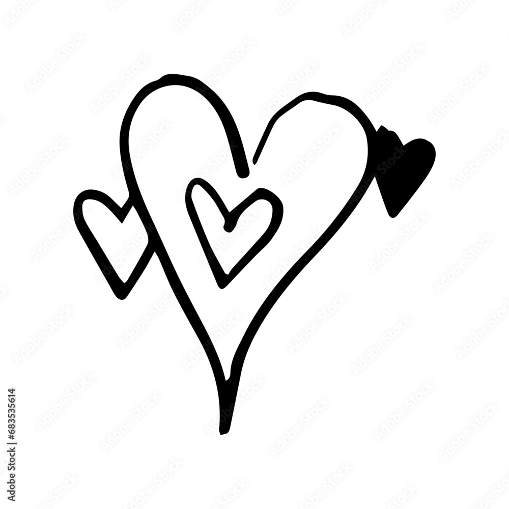 Handdrawn rough marker heart isolated on a white background Handdrawn rough marker heart isolated on a white background