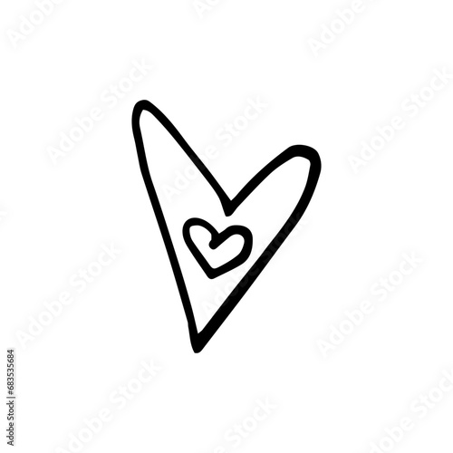 Handdrawn rough marker heart isolated on a white background