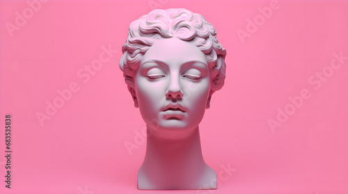 Woman head of statue on the pink background © Kateryna Kordubailo
