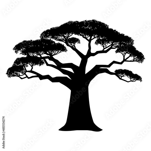 Baobab tree silhouette. Vector illustration