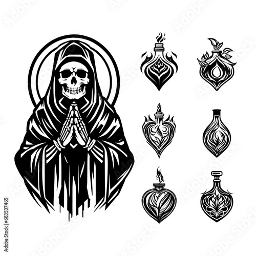 Vintage skeleton praying hands concept