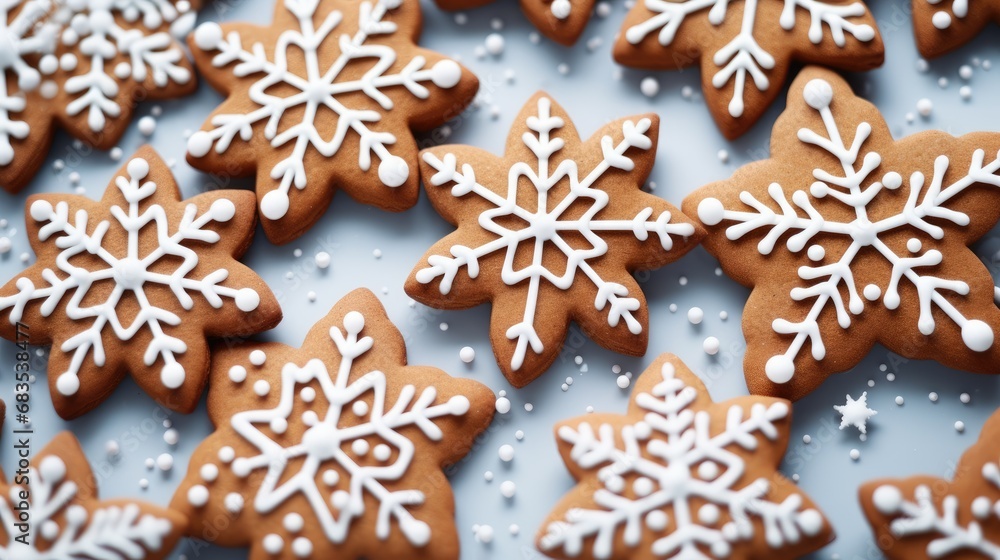 Pattern of various Christmas cookies lying on a white background. ginger christmas cookies Pattern of various Christmas cookies lying on a white background. ginger christmas cookies