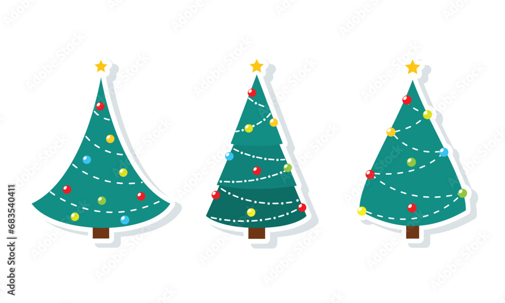 Set of colored christmas tree icons Vector