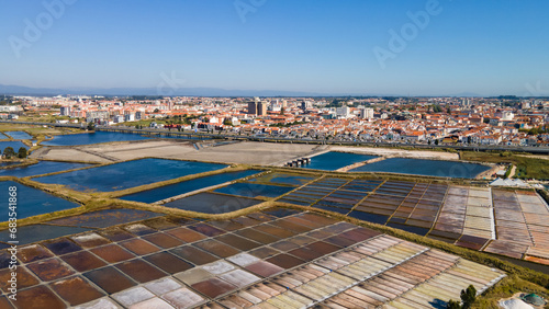 City of Aveiro and salt production water fields photo