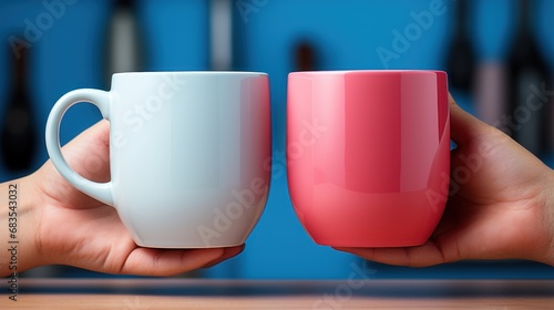 Create an image of a pair of coffee mugs.UHD wallpaper