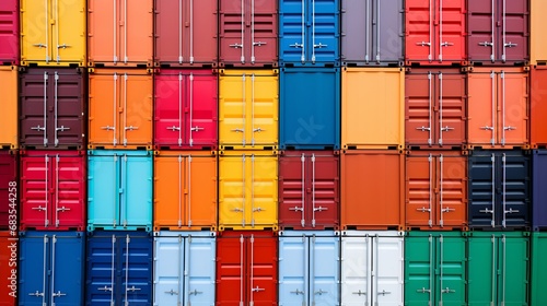 Stunning Display of Multicolored Shipping Containers at a Busy and Dynamic Harbor