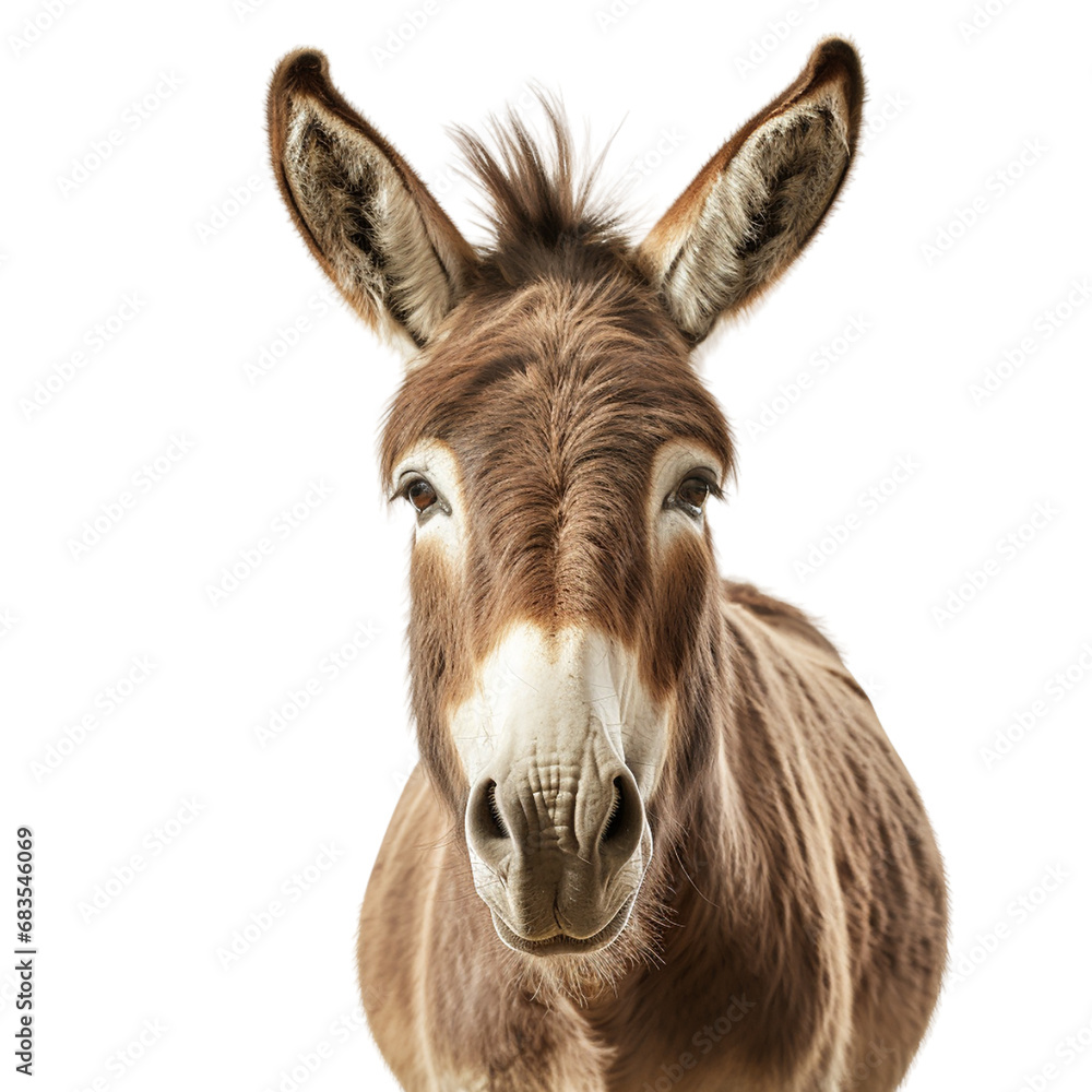 close up of a donkey on transparent background PNG image