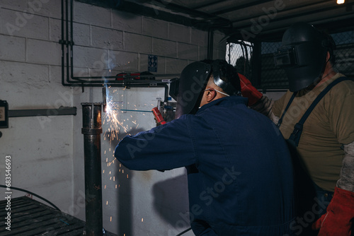 Welding students doing internships