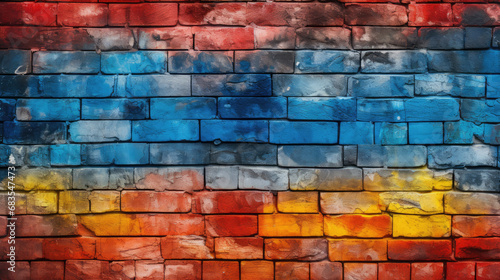 Old brick wall background  bold colors grunge texture or pattern for design. Generative ai