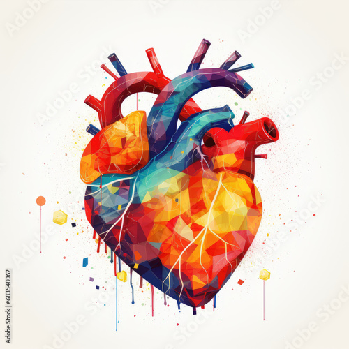 Real heart shape illustration isolated white background