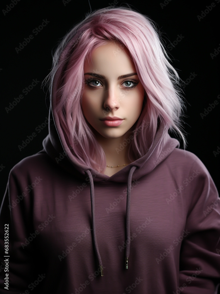 Fototapeta premium Young teenager wearing a colorful hoodie. Casual fashion. AI generated