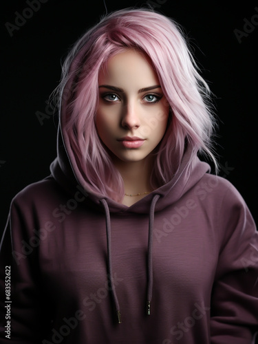 Young teenager wearing a colorful hoodie. Casual fashion. AI generated
