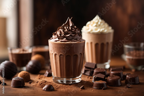 Chocolate milkshake juice in many molds, different flavor models.