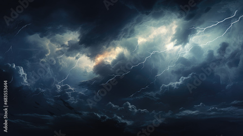 Éclairs se propageant dans les nuages sombres, immersion au cœur de l'orage.