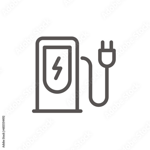 Icon of Electric car charger , Vector Icon, Editable Vector icons about electric charging, supercharger network, sustainable energy and electric vehicules.